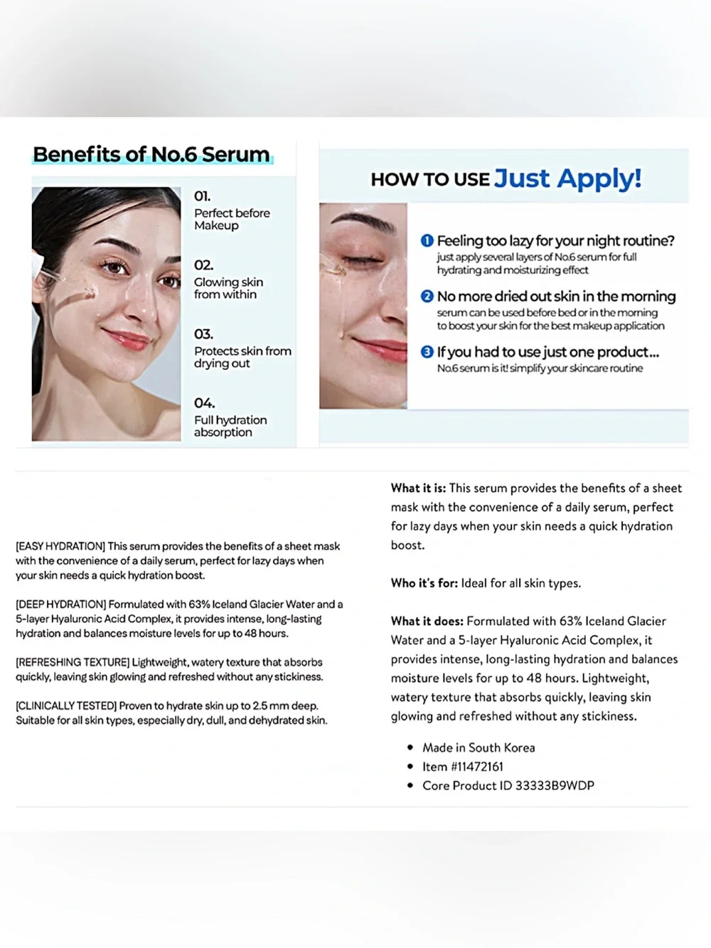 NUMBUZIN No 6 Deep Sleep Mask Serum Viral K-Beauty Hyaluronic Overnight Hydrate